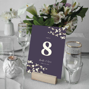 Numeração De Mesa Cerejeiras Rosa Creme Elegante Casamento Asiático