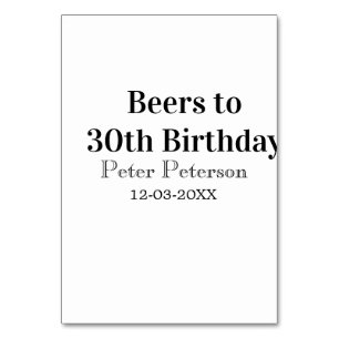 Numeração De Mesa Cervejas para o 30º aniversário nome data homem el