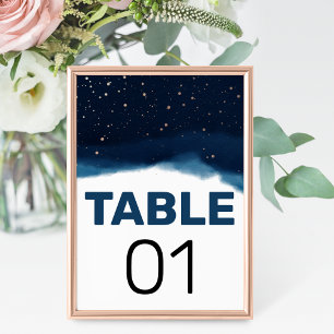 Numeração De Mesa Céu de Ombre marinho com Estrelas de Bronze Casame