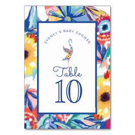 Numeração De Mesa Chá de Bebê de Stork Botânica Colorida