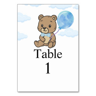 Numeração De Mesa Chá de Bebê do Ursinho de Pelúcia Azul