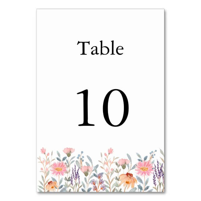 Numeração De Mesa Chá de Bebê Jardim Floral Aquarela Simples (Frente)