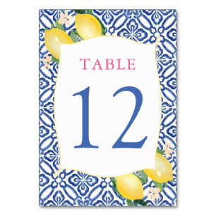 Numeração De Mesa Chá de casamento de Azulejos Azuis de Positano Le