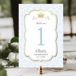 Numeração De Mesa Chá de fraldas de aniversário do Príncipe Azul Dam
