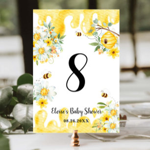 Numeração De Mesa Chá de fraldas de Aniversário Floral Amarelo das A