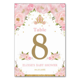 Numeração De Mesa Chá de fraldas de Carruagem da Princesa Floral Ros