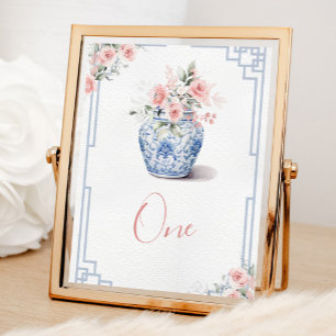 Numeração De Mesa Chá de fraldas de Chinoiserie de Jar Ginger Rosa B