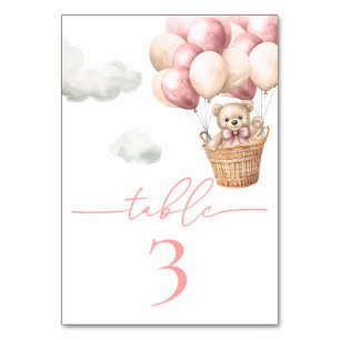 Numeração De Mesa Chá de fraldas de Garota Rosa-Rosa do Urso Teddy