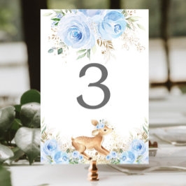 Numeração De Mesa Chá de fraldas de Ninho Azul-Floral