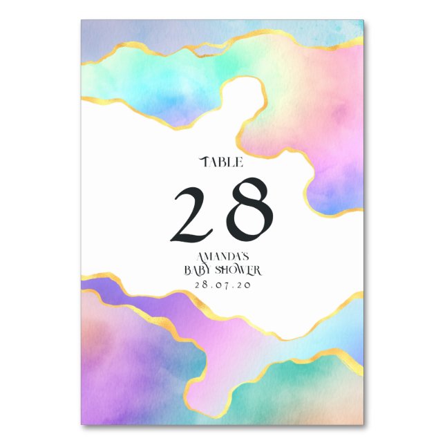 Numeração De Mesa Chá de fraldas de Pedra do Agato Arco-Íris (Frente)