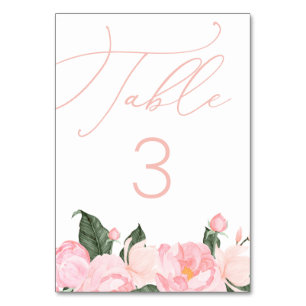 Numeração De Mesa Chá de fraldas Floral Cor-de-rosa-Blush de Script