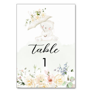 Numeração De Mesa Chá de fraldas Floral Neutro Verde