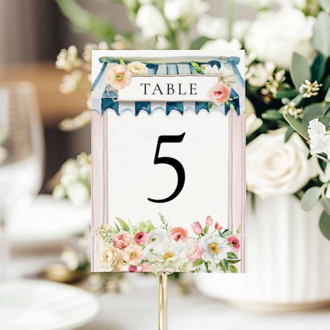 Numeração De Mesa Chá de Noiva Jardim de Flores (Elegant Garden Bridal Shower Table Number Card)