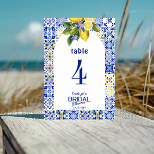 Numeração De Mesa Chá de panela de Azulejo azul-mosaico italiano e l