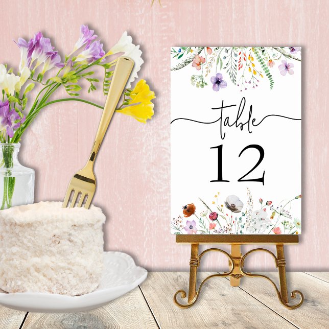 Numeração De Mesa Chá de panela de flor selvagem (Wildflower bridal shower table number cards - order ULTRA HEAVY 240 lb paper or Semi-Gloss 110 lb)