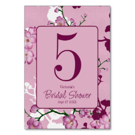Numeração De Mesa Chá de panela Elegante Pink Cherry Blossoms