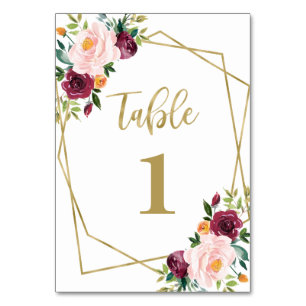 Numeração De Mesa Chá de panela Floral Geométrico Blush Blush