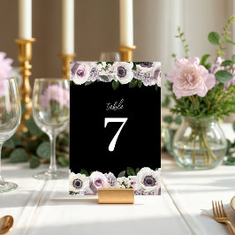 Numeração De Mesa Chá de panela Floral Negro Moody Anemone e Purple