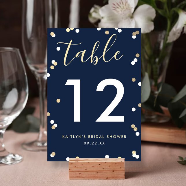 Numeração De Mesa Chá de panela Gold Foil Confetti (Criador carregado)