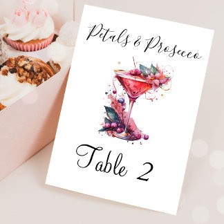 Numeração De Mesa Chá de panela rosa para Petals e Prosecco