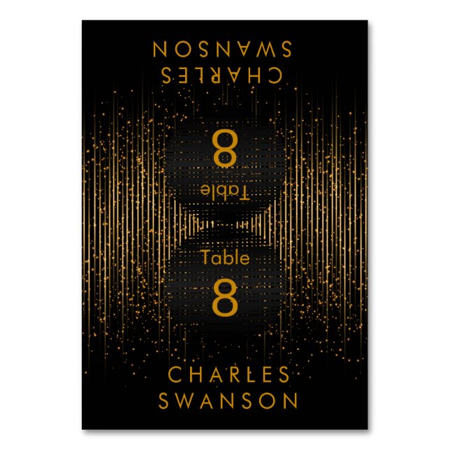 Numeração De Mesa Chá ouro | Coloque as placas com texto DIY (Frente)