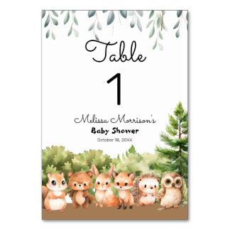 Numeração De Mesa Chá Woodland Baby Boy
