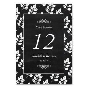 Numeração De Mesa Chalkboard Floral Leaf Wedding Mesa No.