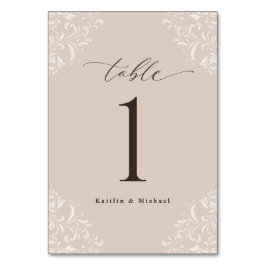 Numeração De Mesa Champagne Elegante Tan Vintage Casamento Pequeno