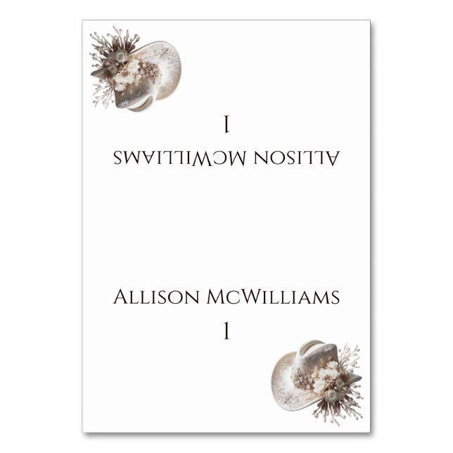 Numeração De Mesa Chapéu branco com flores (Frente)