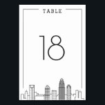Numeração De Mesa Charlotte Skyline Wedding | Número do quadro<br><div class="desc">Uma tabela de casamento única para um casamento acontecendo na bela cidade de Charlotte, Carolina do Norte. Ele apresenta um número de tabela simplificado descendo sobre uma versão estilizada do horizonte único da famosa cidade. Este item faz parte de uma coleção de várias peças maior com itens adaptados a antes,...</div>