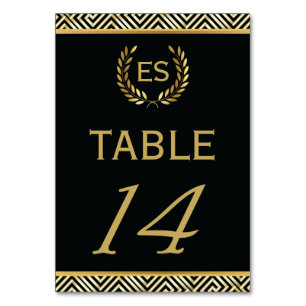 Numeração De Mesa Chave grega Dourada, coroa de louros número da mes