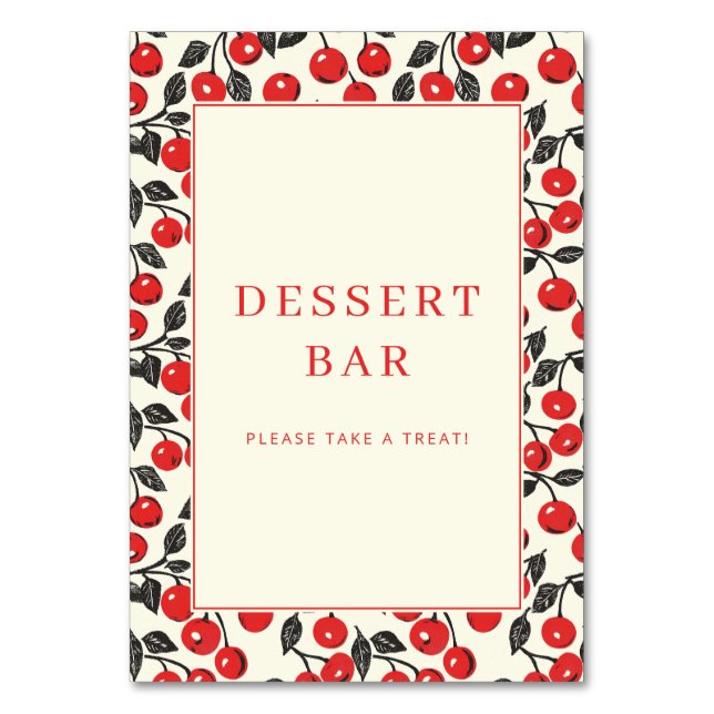 Numeração De Mesa Cheerful Red Cherry Border (Frente)