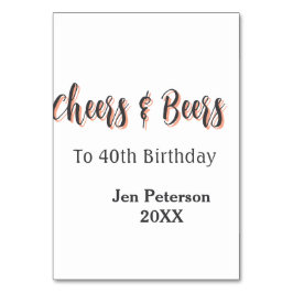 Numeração De Mesa Cheers & beers to 40th birthday gray name year sin
