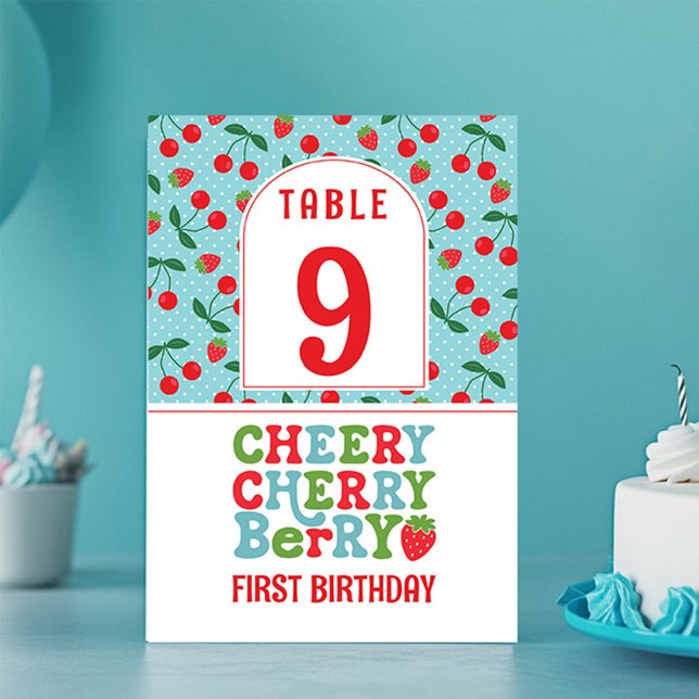 Numeração De Mesa Cheery Cherry Primeiro Aniversário Número da Mesa (Cheery Cherry Berry First Birthday Party table number)
