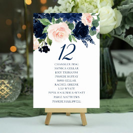 Numeração De Mesa Chic Blooms | Marinho e Blush Floral Guest Names