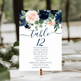 Numeração De Mesa Chic Blooms | Marinho e Blush Floral Guest Names