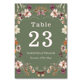 Numeração De Mesa Chic Boho Wildflower Rustic Sage Casamento Verde