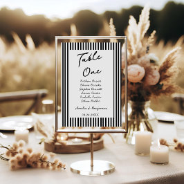 Numeração De Mesa Chic Bow Minimalista Listra Preto Branco casamento