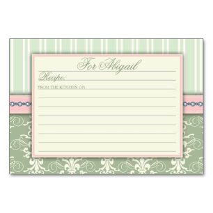Numeração De Mesa Chic Damask & Stripe Recippe Card