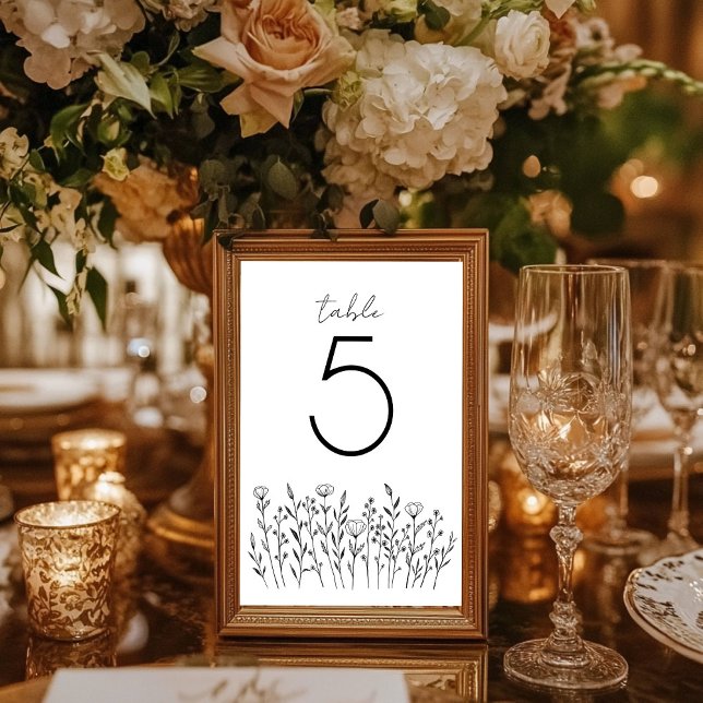Numeração De Mesa Chic Elegant Wildflower Simples Personalizado Russ (Chic Elegant Wildflower Simple Rustic Custom Table Number
Wedding Bridal Engagement Party)