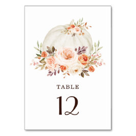 Numeração De Mesa Chic Fall White Pumpkin Pessegueira Laranja Floral