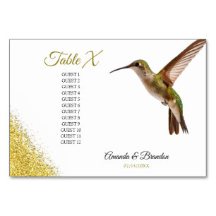 Numeração De Mesa Chic Green Hummingbird e Dourado Casamento de Poei