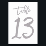 Numeração De Mesa Chic Lettered Table Number Prata | Mesa 13<br><div class="desc">Placas modernas de números de tabela.</div>