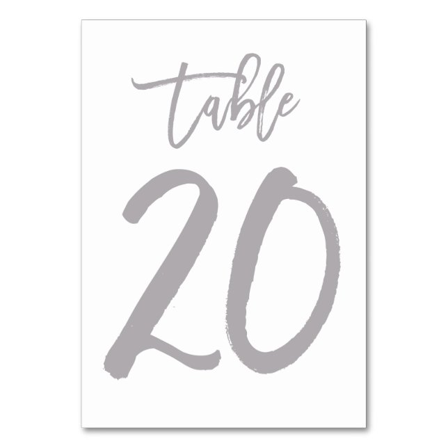Numeração De Mesa Chic Lettered Table Number Prata | Mesa 20 (Frente)