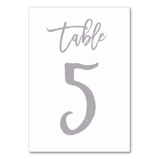 Numeração De Mesa Chic Lettered Table Number Prata | MESA 5 (Frente)