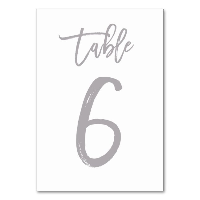 Numeração De Mesa Chic Lettered Table Number Prata | MESA 6 (Frente)
