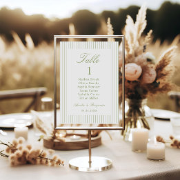 Numeração De Mesa Chic Minimalista Listra Verde Casamento
