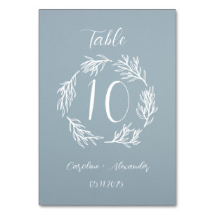Numeração De Mesa Chic Minimalística de Script Floral Simples e Azul