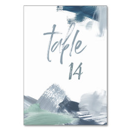 Numeração De Mesa Chic Pale Dusty Abstrato Brushstrokes Azul
