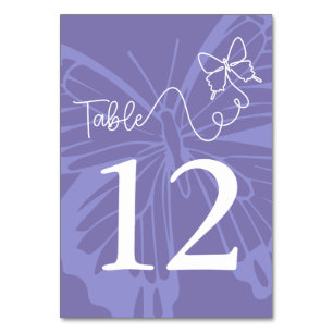 Numeração De Mesa Chic Purple Butterfly - Sinal de Casamento de Jard